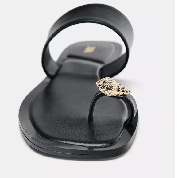 NWT Zara metallic beaded toe sandals - Picture 3 of 4